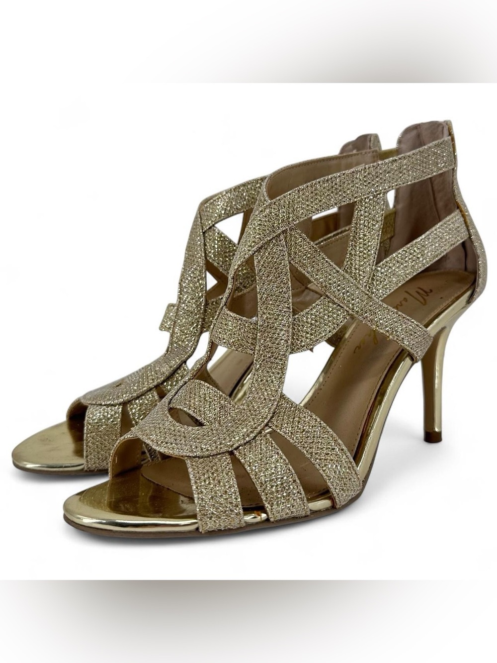 Marc Fisher gold glitter heels
